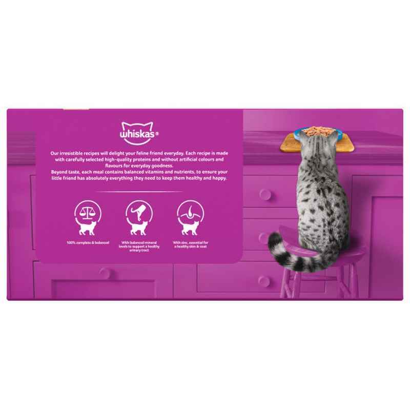Whiskas Tins 1+ Ocean Menu Chunks in Jelly 4x6x400g - Wet Cat Food Fish Variety (9.6kg)