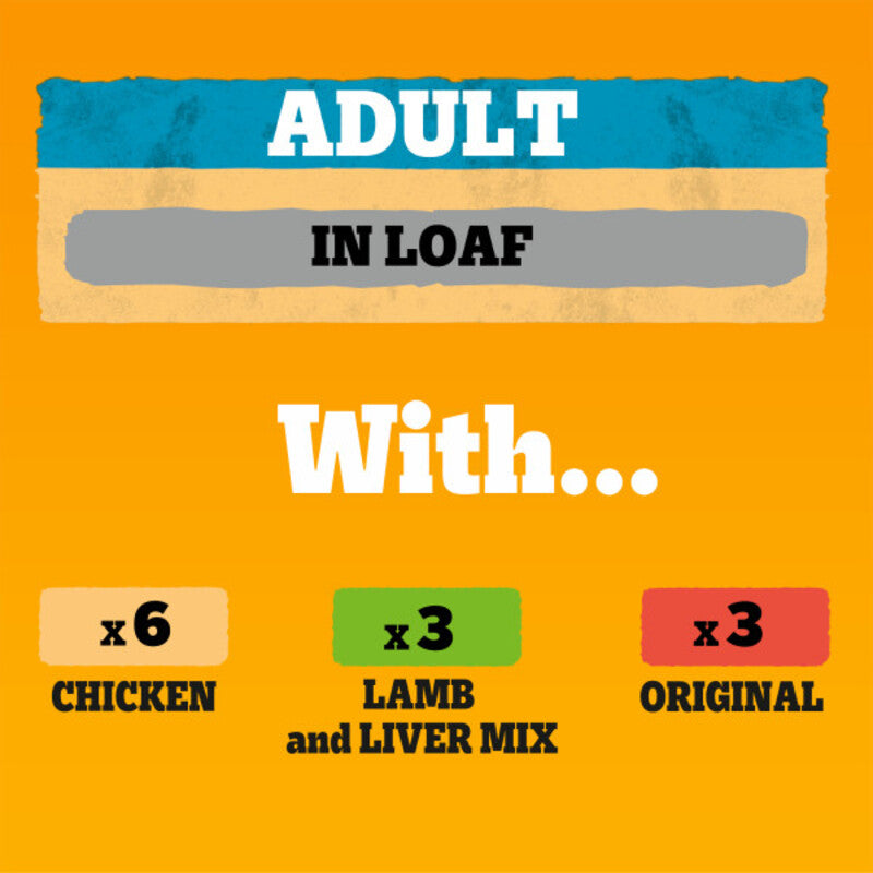 Pedigree Tins Mixed Chunks in Loaf 2x12x400g - Wet Dog Food Loaf Variety (9.6kg)