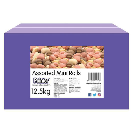 Pointer Assorted Mini Rolls 12.5kg - Mixed Flavor Small Dog Treats Variety Pack