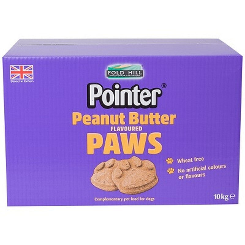 Pointer Peanut Butter Paws 10kg - Paw Shaped Dog Biscuits Peanut Butter Flavor