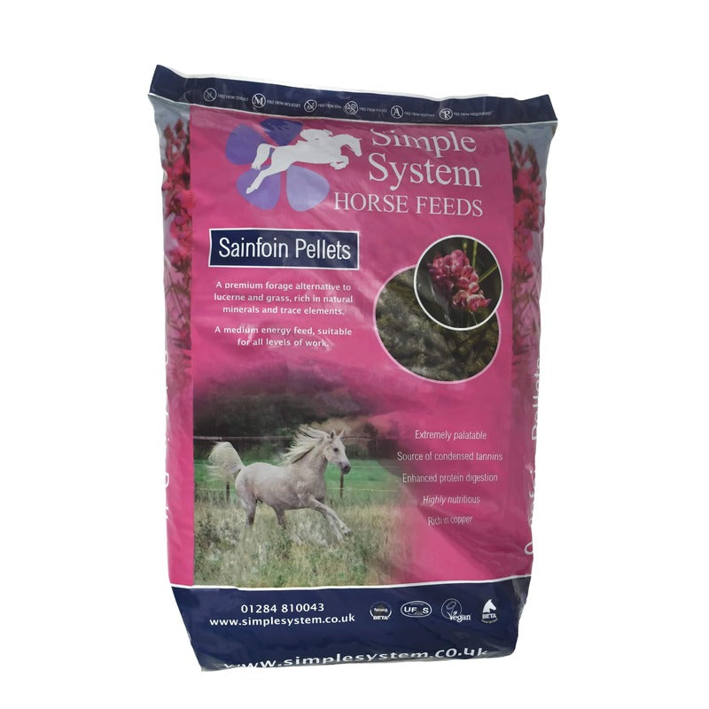 Simple System Sainfoin Pellets 20kg - Pure Sainfoin Horse Feed Pellets Natural Protein