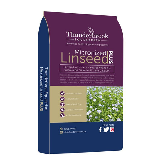 Thunderbrook Micronized Linseed Plus 20kg - Processed Linseed Horse Supplement Omega-3