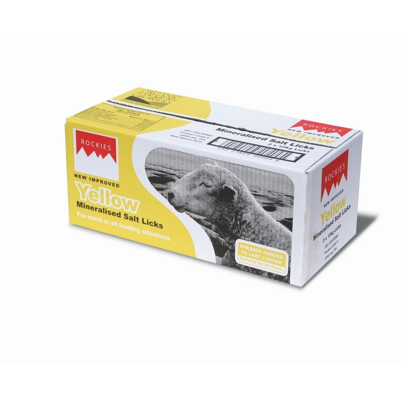 Rockies Yellow 2x10kg - Yellow Mineral Lick Blocks for Livestock (20kg Total)