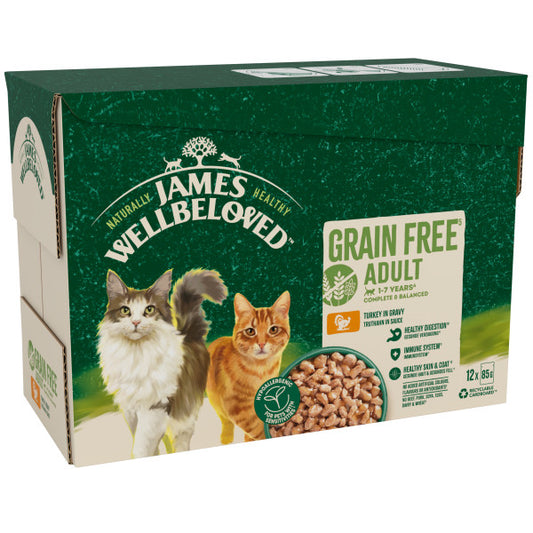 James Wellbeloved Cat Adult Gluten Free Turkey Gravy Pouch 4x12x85g