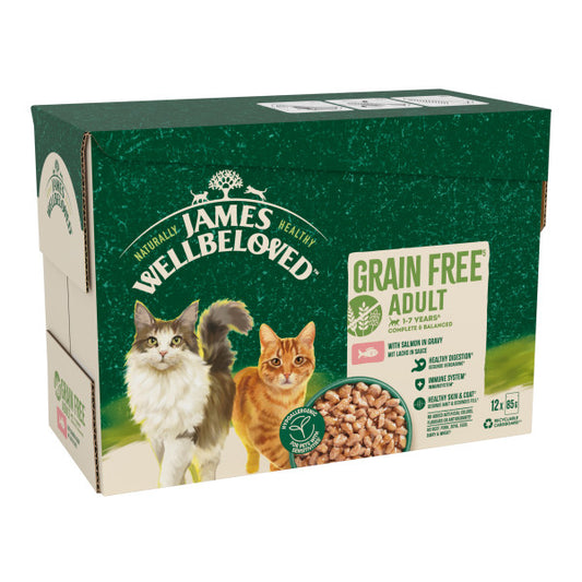 James Wellbeloved Cat Adult Gluten Free Salmon Gravy Pouch 4x12x85g